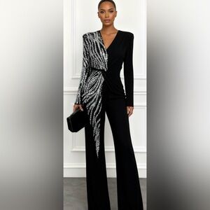 Chic Black and Silver Jumpsuit